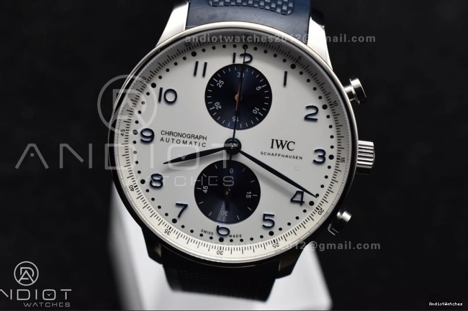 WeatherProof Best White Blue Portuguese Chrono on 1:1 Strap Blue Rubber IW3716 Z+F Edition A 1011 Dial 0421